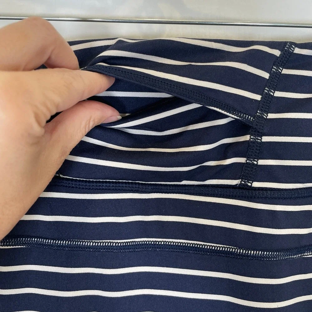 Athleta Skort Navy Blue White Striped Active‎ Built-In Shorts Tennis Golf Swim S